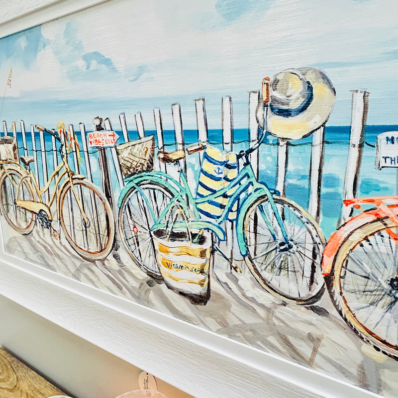 Bicycles at the Beach Framed Print