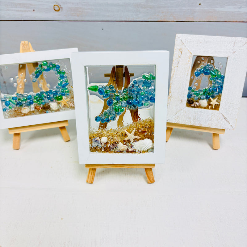 Assorted Mini Framed Resin Art w/ Wooden Easel
