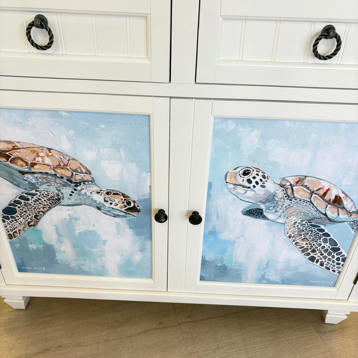 Coastal Cabinet 2 Doors and Drawers w/ Anastasia Musick Artwork