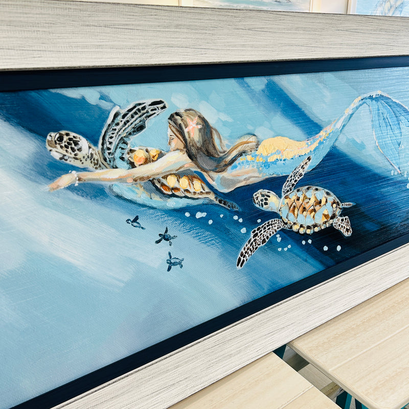 Mermaid w/Sea Turtles Underwater Framed Print