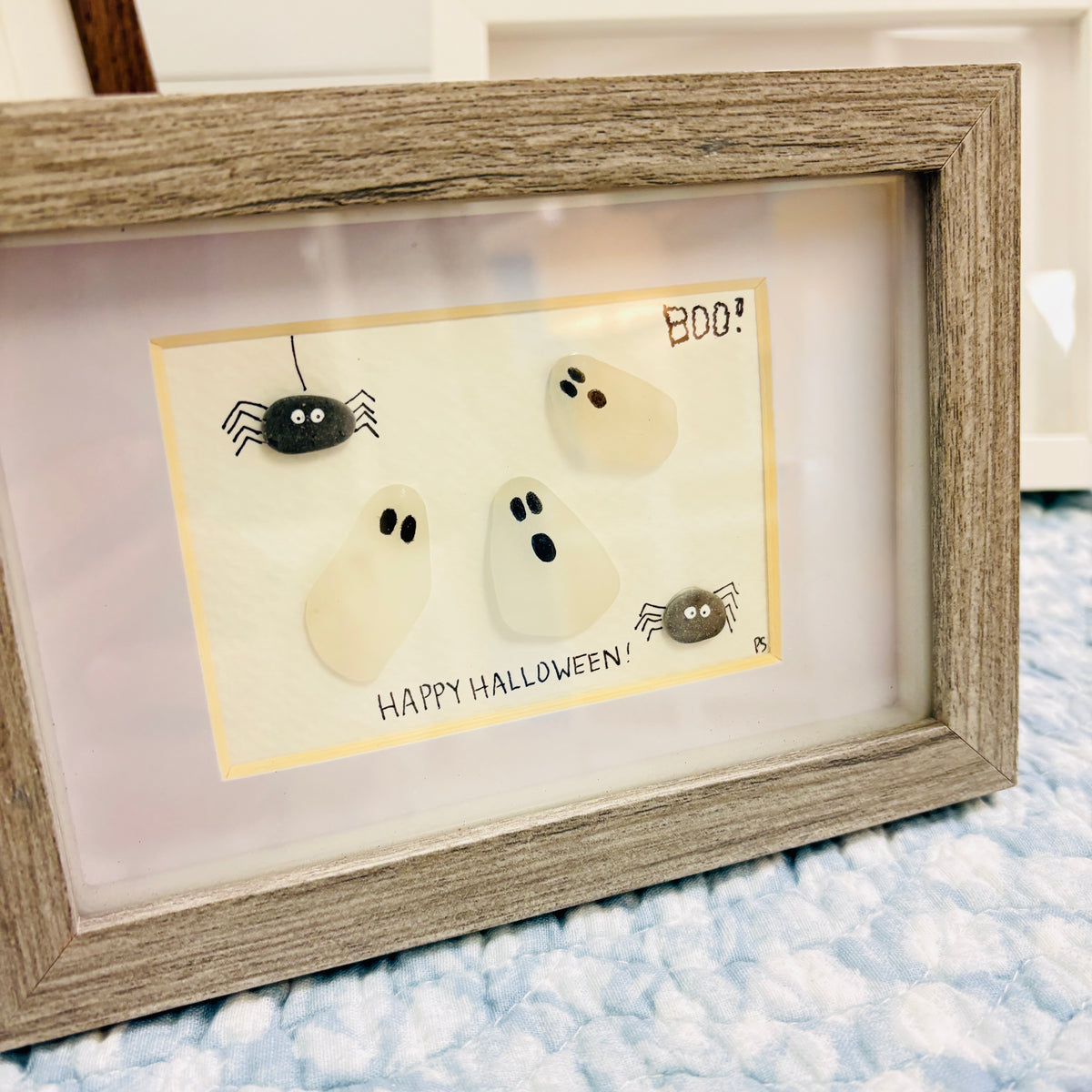 Assorted Halloween Sea Glass, & Pebble Art