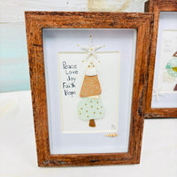 Assorted Christmas Trees Framed Seashell & Driftwood Art