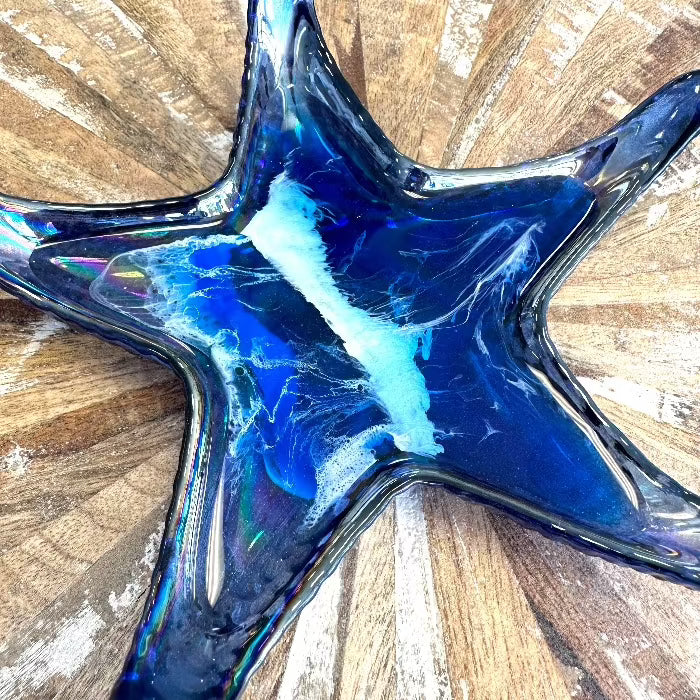 Assorted Glass Starfish Dishes w/ Resin Pour Sunshine & Sweet Peas Coastal Decor