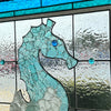 Seahorse Painted Window w/Sea Glass Sunshine & Sweet Peas Coastal Decor