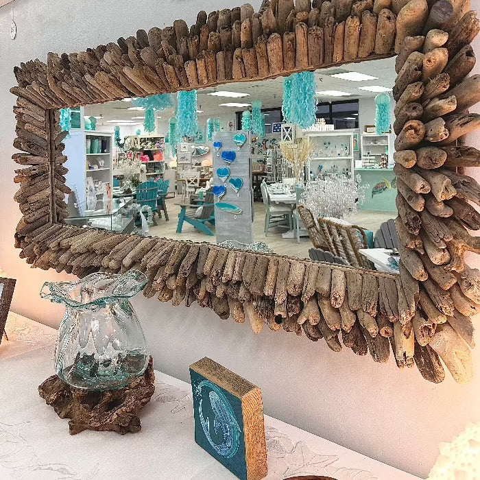 Driftwood Framed Mirror Sunshine & Sweet Peas Coastal Decor