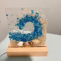 Acrylic Panels for LED Lights w/ Coastal Designs in Glass, Sand, Shells Resin