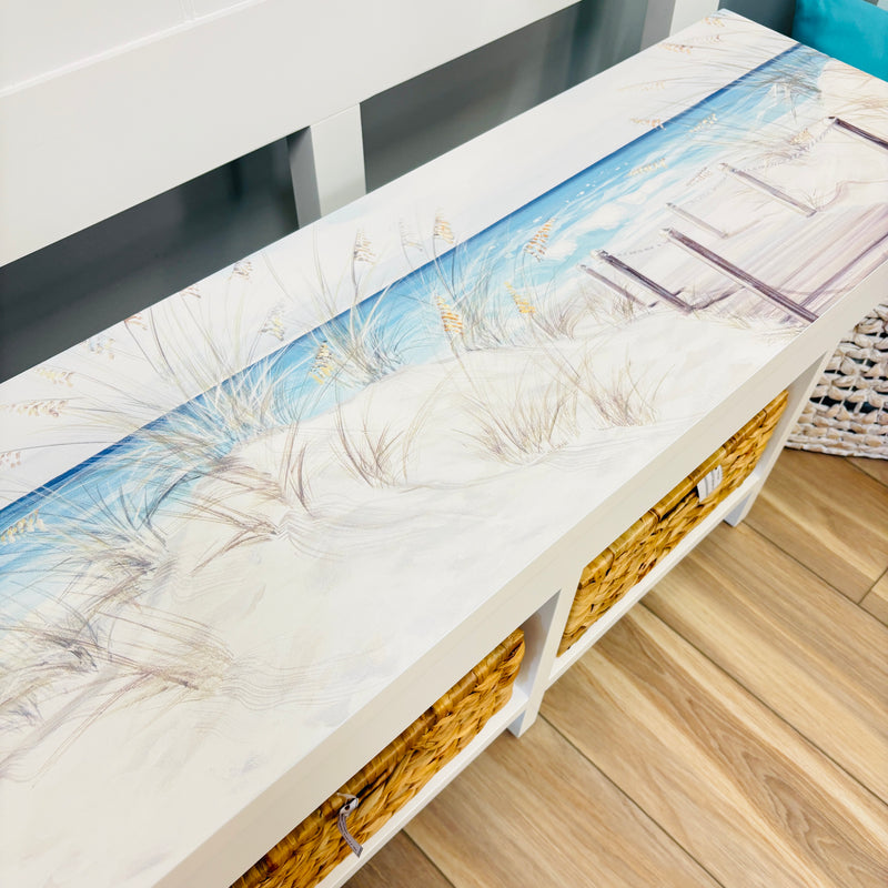 Long Bench w/ 3 Removable Baskets w/ Anastasia Musick Artwork