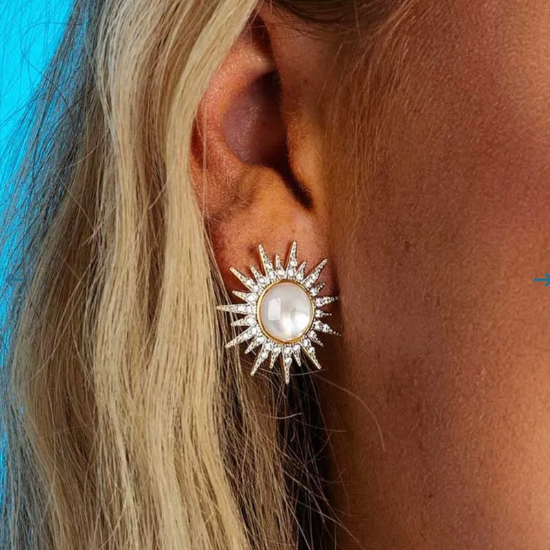 Mother of Pearl Sun Earrings