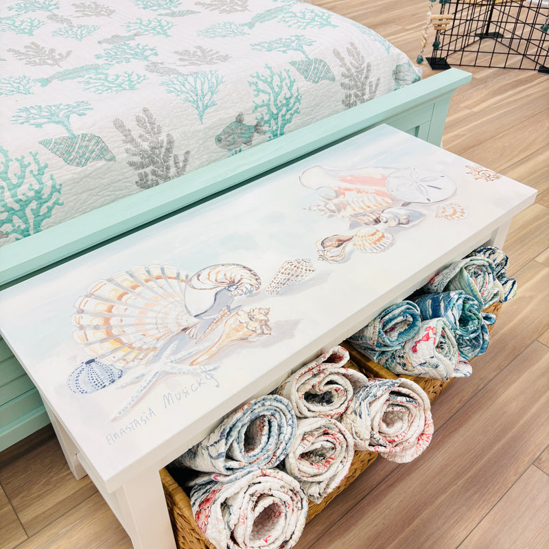 Bench w/ 2 Removable Baskets w/ Anastasia Musick Artwork