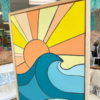 26"x 50" Framed Original Sun and Waves