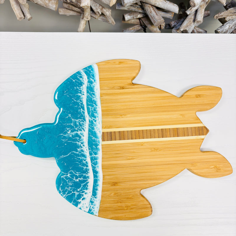 Assorted Sea Turtle Bamboo Charcuterie Boards w/Resin