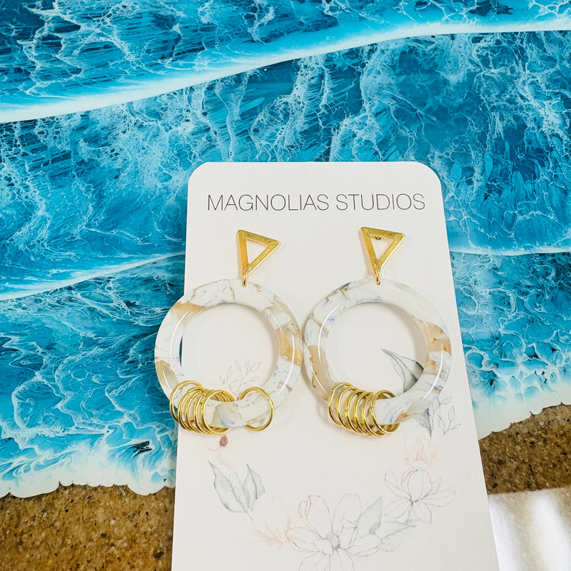 "Shell Marble" Dangle Polymer Clay Earrings