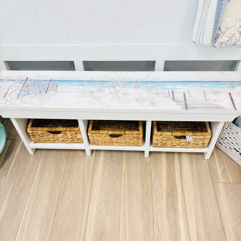 Long Bench w/ 3 Removable Baskets w/ Anastasia Musick Artwork