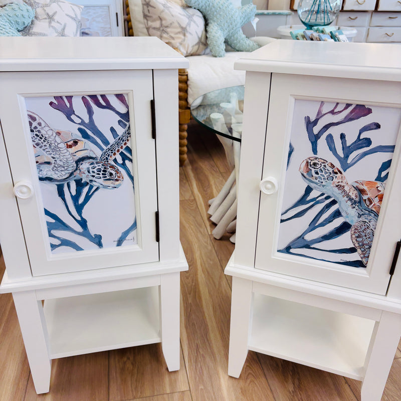 Coastal Accent Table/Cabinet w/ Anastasia Musick Art