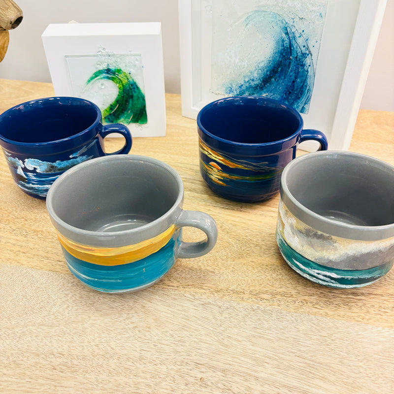 Assorted Artist Painted Ceramic Mugs