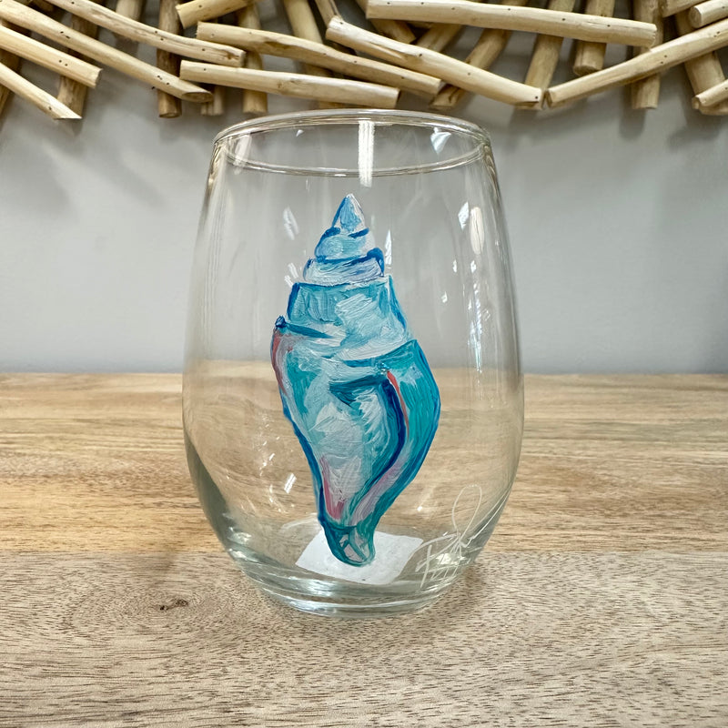 Assorted Ocean Inspired Hand Painted Stemless Wine Glasses