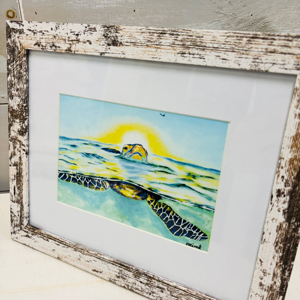 Turtle: Keep Your Head Above Water Watercolor Framed Print