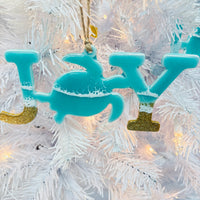Assorted Sea Turtle "JOY" Resin Christmas Ornaments