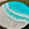 Round Beach Inspired Emerald Resin & White Sand Coastal Scene with Sea Turtle 18" - Sunshine & Sweet Pea's Coastal Decor