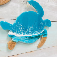 Beach Inspired Teal Resin Sea Turtle