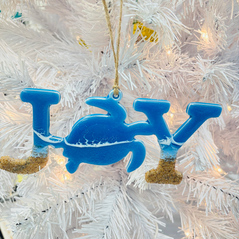 Assorted Sea Turtle "JOY" Resin Christmas Ornaments