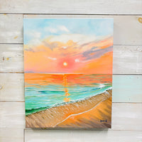Sunrise/Sunset Coral Sky Seascape Original Painting