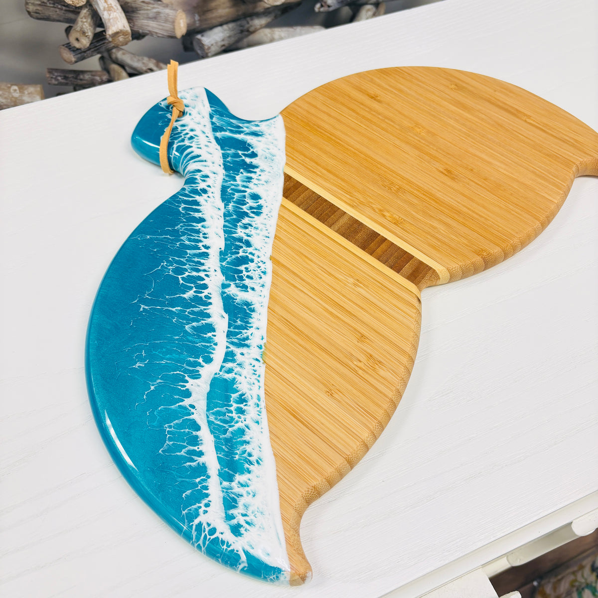 Assorted Whale Tail Bamboo Charcuterie Boards w/Resin