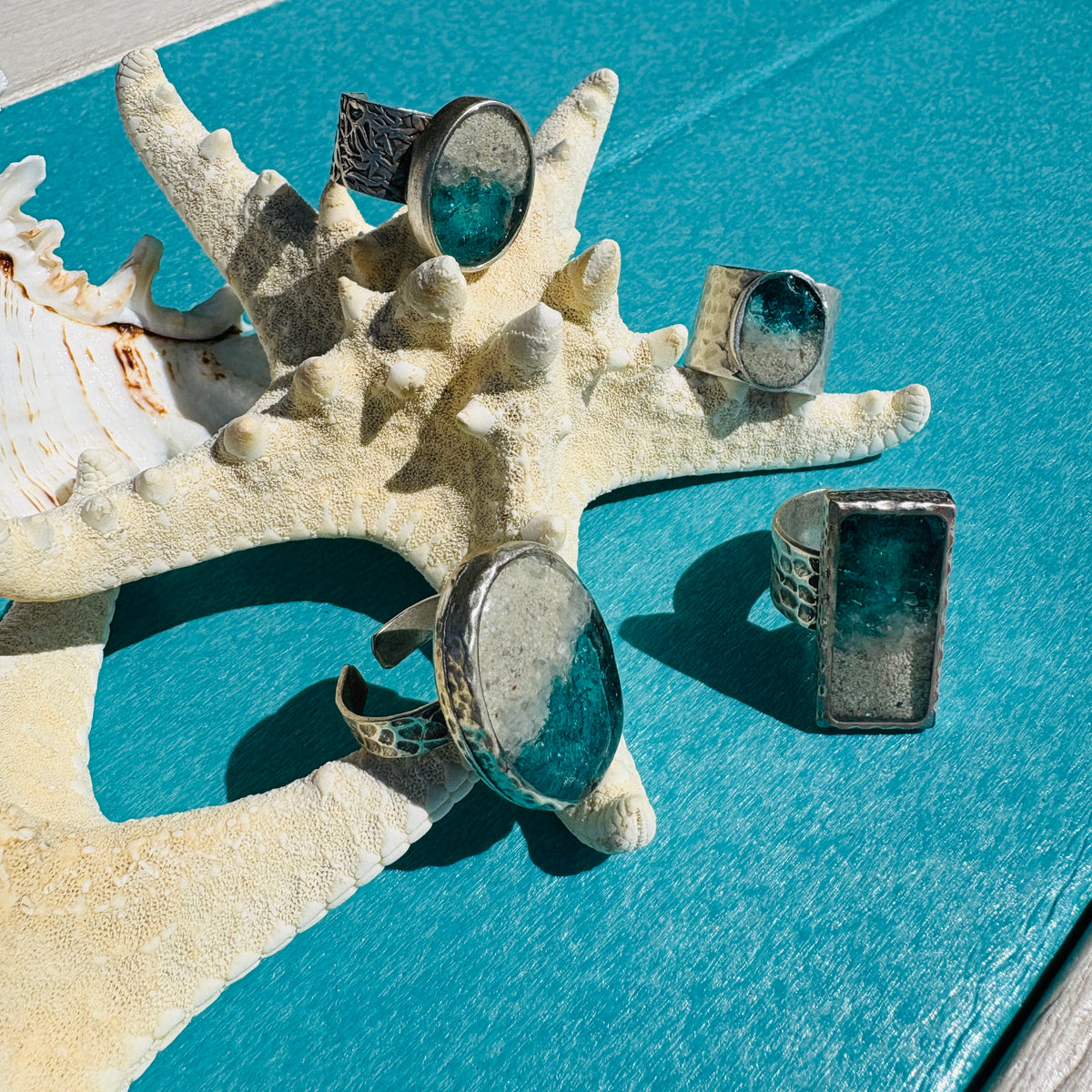 Assorted Artist Made Beach Resin Rings