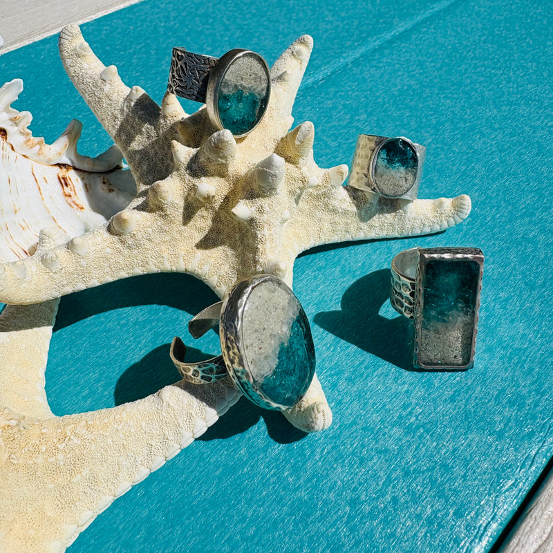 Assorted Artist Made Beach Resin Rings