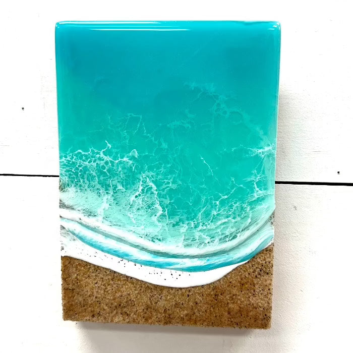 Beach Inspired Resin Art Sunshine & Sweet Peas Coastal Decor