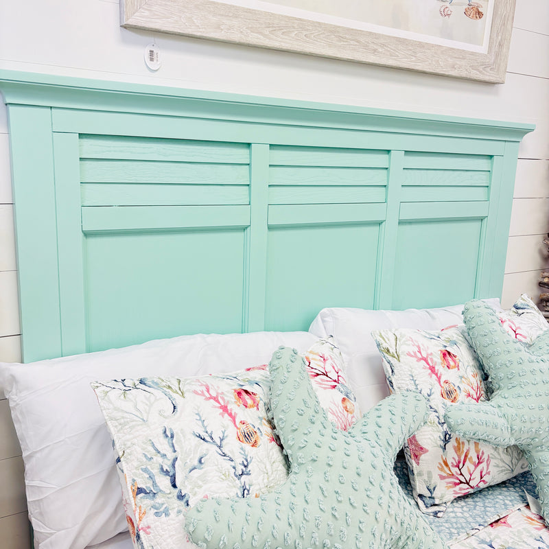 Coastal Sea Glass Headboard, Side rails, & Footboard- Queen