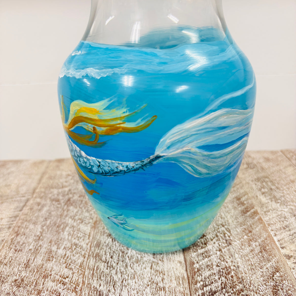 Hand Painted Mermaid Underwater Glass Vase