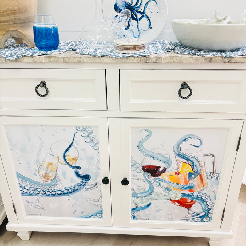 Coastal Cabinet 2 Doors and Drawers w/ Anastasia Musick Artwork