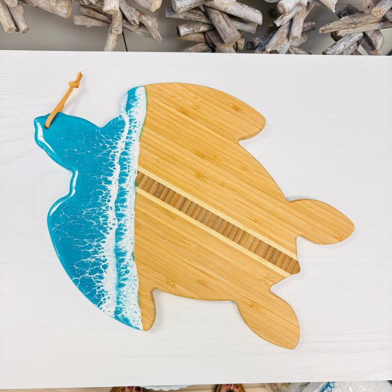 Assorted Sea Turtle Bamboo Charcuterie Boards w/Resin