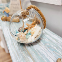 Glass Terrarium w/ Seaglass, Sand, and Shells