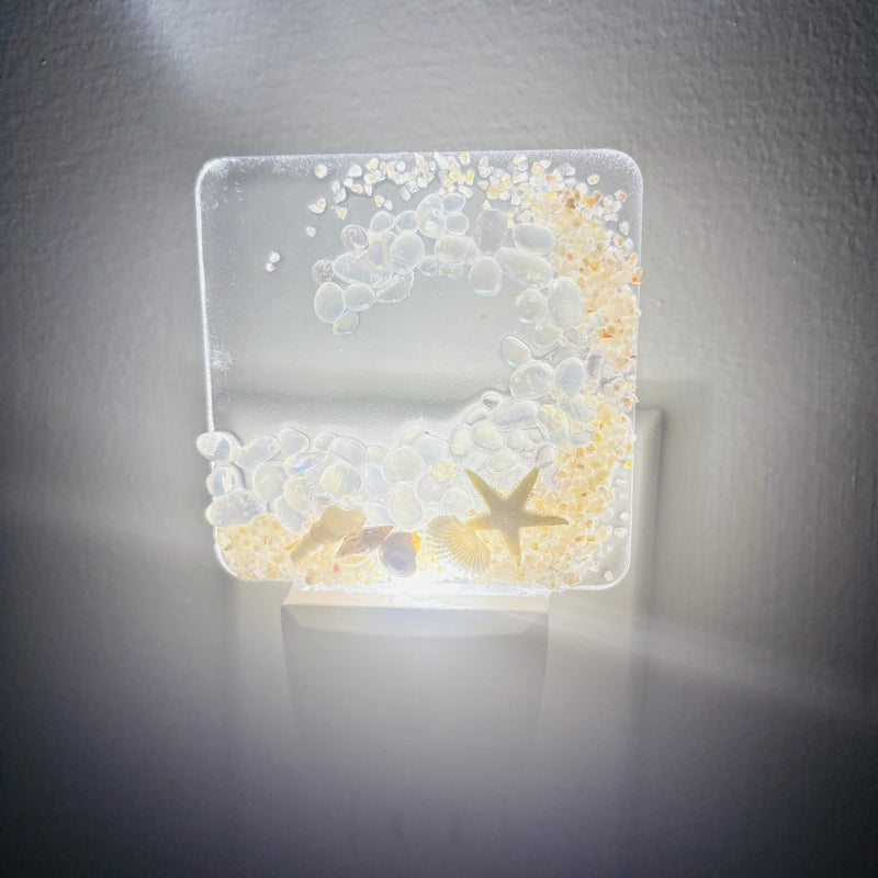 Acrylic Night Lights w/ Coastal Designs in Glass, Sand, Shells Resin