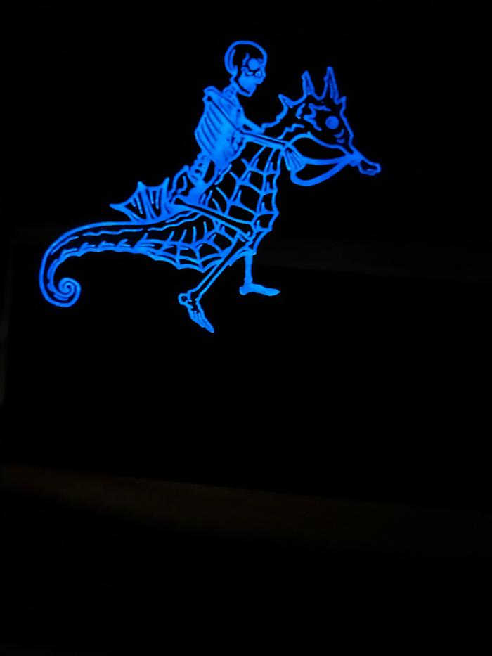 Glow In The Dark Skeleton & Seahorse Acacia Charcuterie Board Sunshine & Sweet Peas Coastal Decor