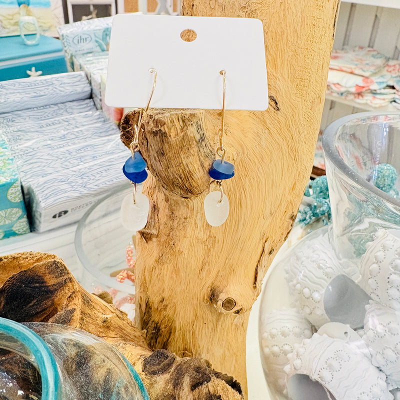 Wire Wrapped Sea Glass Dangle Earrings
