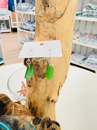 Wire Wrapped Sea Glass Dangle Earrings