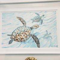 Trio of Turtles Below the Surface Framed Print