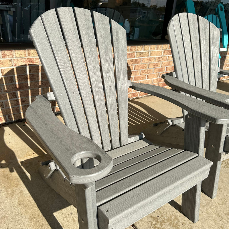 Driftwood Gray Poly Outdoor Furniture Folding Adirondack Chairs