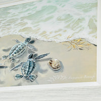 7 Turtles on Shore Framed Print