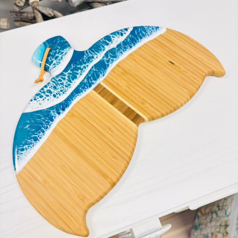 Assorted Whale Tail Bamboo Charcuterie Boards w/Resin