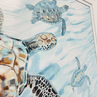 Trio of Turtles Below the Surface Framed Print