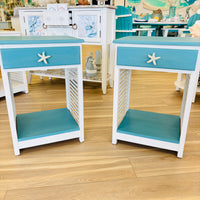 Hand Painted Pair of Nightstands/Side Tables w/ 1 Drawer and Shelf