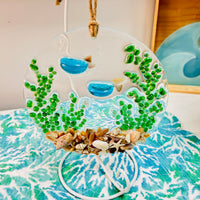 Assorted 6" Acrylic Coastal Suncatchers/Ornaments w/ Glass, Shells, Sand, & Resin