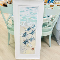 6 Sea Turtle Hatchlings On Shore Framed Print