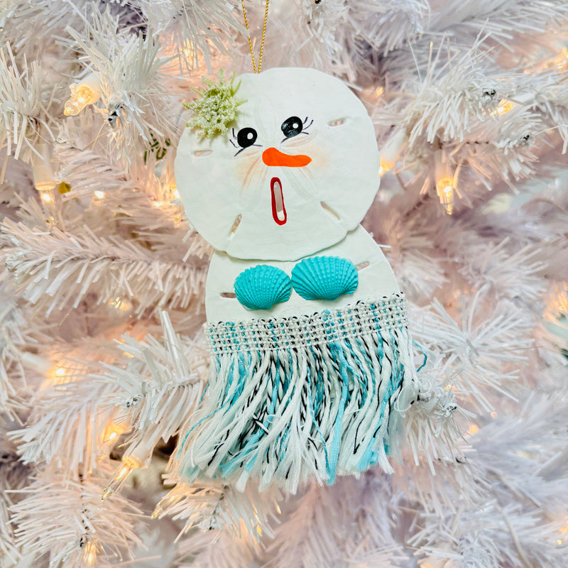 Hand Painted Sand Dollar Hula Girl Christmas Ornaments