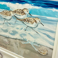 Sandpipers on Shore w/Starfish  Framed Print