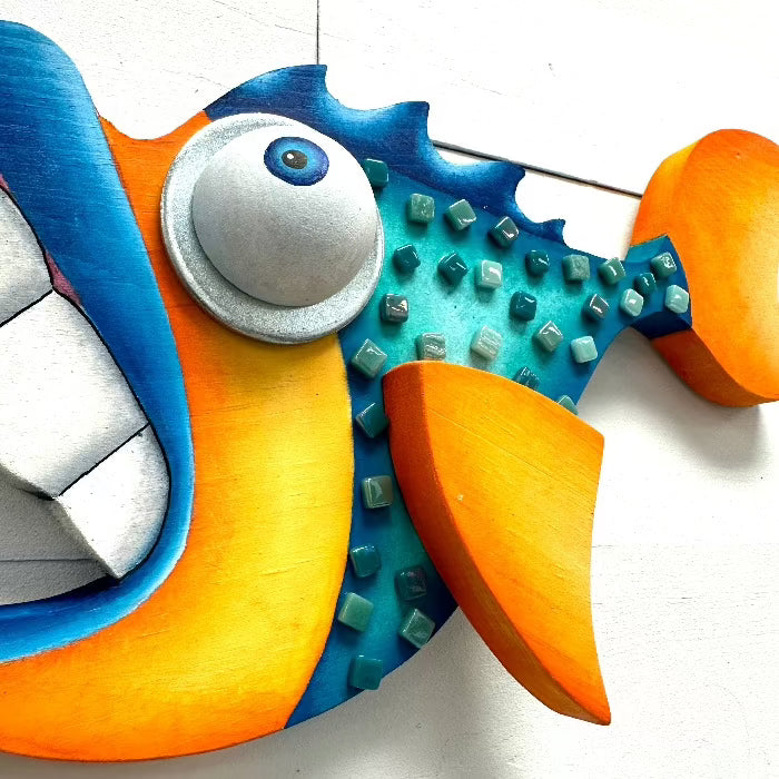 "Weekend Champ II" Wooden Funky Fish Sunshine & Sweet Peas Coastal Decor